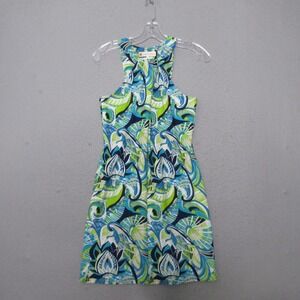Jude Connally Dress XS Blue Green Paisley Halter Neck Resort Travel Beach Artsy
